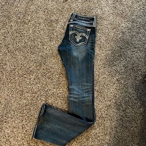 Silver sequin patched Rock Revival bootcut